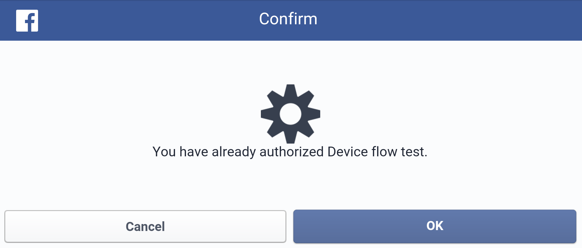 Facebook device flow re-confirmation